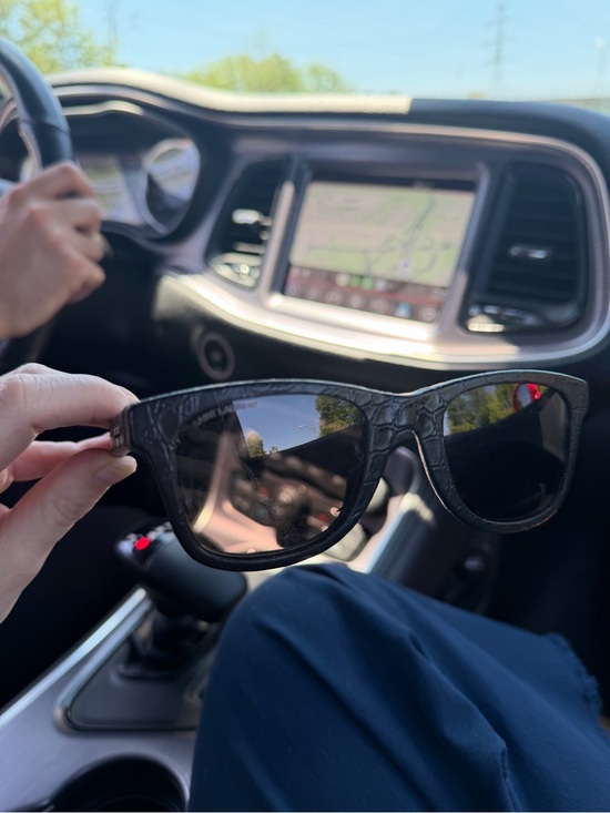 Saint Laurent Black Croc Leather Textured Square Sunglasses main image 5